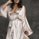 Creme bathrobe with feathers